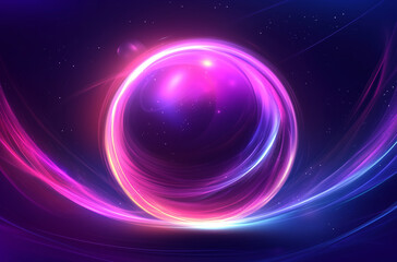 Mystical Night: Sleek Sphere with a Radiant Halo Effect on a Midnight Canvas