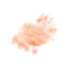 Watercolor orange, coral, peach splashes and spots on isolated background. Hand drawn stain illustration. Abstract background for design, cards, invitations, congratulations, packaging, printing