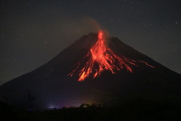volcano in the night