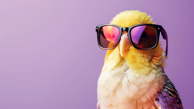 A close-up image of a yellow minion wearing sunglasses with a blurred background.