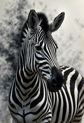 Naklejka premium a close-up of a zebra's head and neck, capturing its distinctive black and white stripes.
