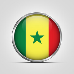 silver plate with glossy flag. Senegal flag stamp. made in stamp isolated in white background. royal, allegiance, symbol, minimal, vector, 3d, icon, illustration.