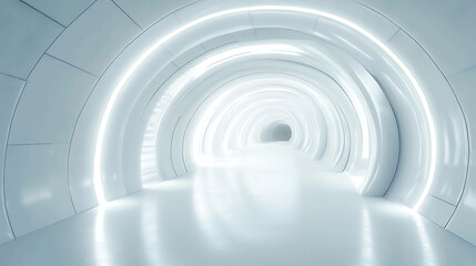 Obraz premium Abstract white tunnel with glowing lights.