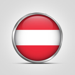 silver plate with glossy flag. Austria flag stamp. made in stamp isolated in white background. royal, allegiance, symbol, minimal, vector, 3d, icon, illustration.