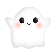 Cartoon ghost with hands raster illustration
