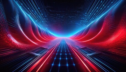 Abstract neon tunnel with glowing lines