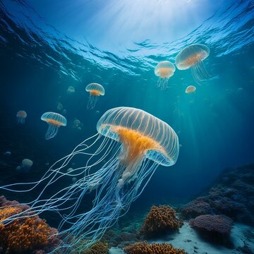 jellyfish scient. class. Medusozoa cridaria animal, AI generated