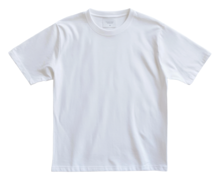 Simple white t-shirt laid flat isolated on transparent background