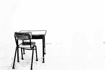 Serene silhouette of a classroom desk in minimalist style