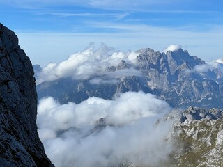 Picturesque and beautiful clouds over the Julian Alps, Strmec na Predelu (Triglav National Park,...