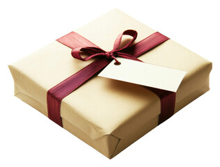 A beautifully wrapped gift box with ribbon isolated on transparent background
