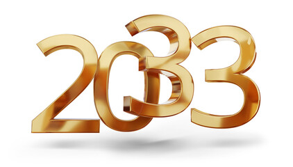 year 2033 golden symbol, 3d-illustration