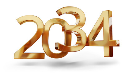 year 2034 golden symbol, 3d-illustration