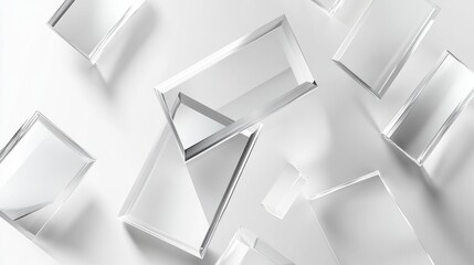 Transparent rectangles and parallelograms. Geometric shapes in glass morphist style generative ai