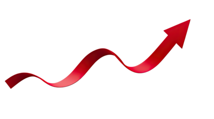curved graph arrow on white transparent background
