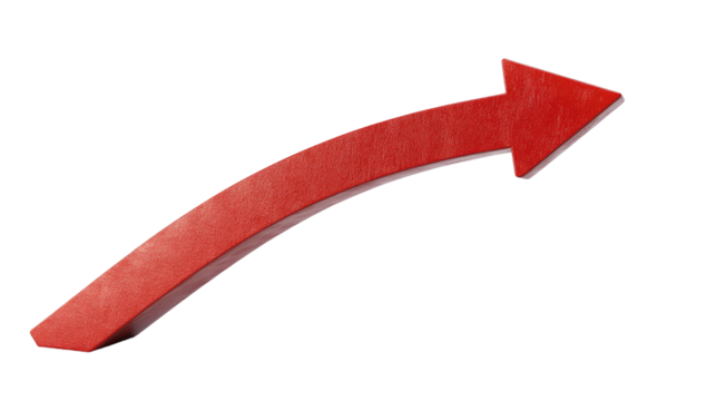 curved graph arrow on white transparent background