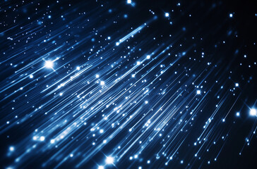 Obraz premium Radiant Silver Stars Shooting Across the Midnight Blue Sky in a Cosmic Dance
