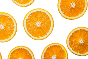 Cut orange slices isolated on transparent background