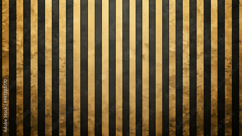 Wall mural black and gold vertical striped background.