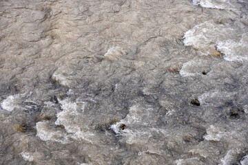 Water Rushes in Nisqually River far Below Mount Rainier