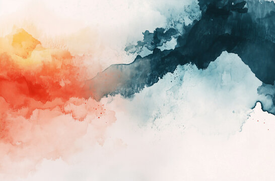 Stark Abstract Contrasts on a Light Watercolor Surface Inspiring Bold Artistic Statements