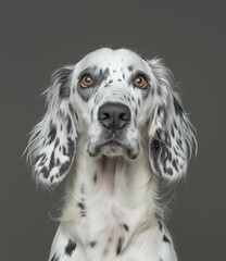 Adorable English Setter Dog Portrait: Award-Winning Photography with Soft Lighting and High Resolution 