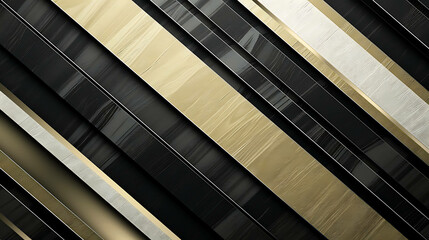 Fototapeta premium Abstract background with black, gold, and white stripes.