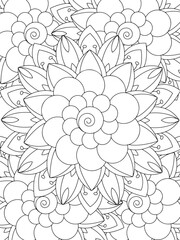 All these designs are hand-drawn and unique 
Flower Beautiful black and white illustration for adult coloring book,
This is a printable Beautiful Zentangle Coloring page for KDP Interior, POD products