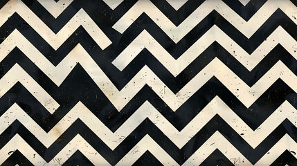Vintage black and white chevron pattern with grunge texture.