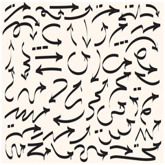 Hand drawn arrow vector icons with background cream