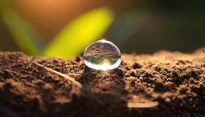 dewdrop on soil