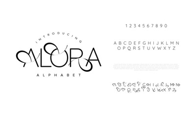 Alora typography beauty fashion elegant minimalist serif italic fonts decorative wedding vintage retro logos. Minimal luxury font alphabet logo. Vector illustration
