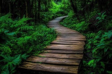 Fototapeta premium Walkway in the verdant forest , ai
