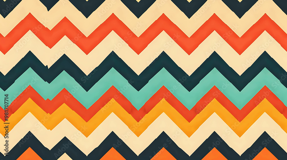 Canvas Prints colorful chevron pattern in retro style.