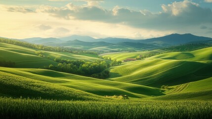 Obraz premium Agriculture landscape showcasing the beauty of rural farming areas.
