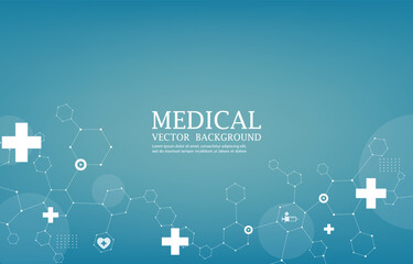 Abstract vetor medical wallpaper.blue medical background.icons.hexagon shape.