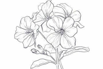 Serene outline of a geranium in comforting hues of light gray