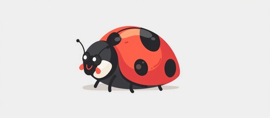 Obraz premium Cute and Stylized Ladybug in Minimalist Flat and Simple Design Style with Red and Black Polka Dot Pattern