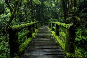 Obraz premium Walkway in the verdant forest , ai
