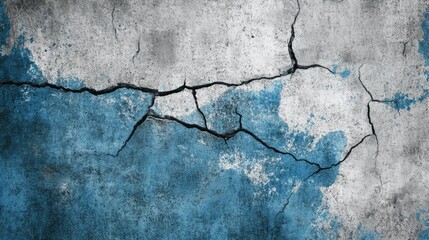 Obraz premium Abstract high contrast background. Black, blue and white concrete streaked banner. Cracked concrete background 