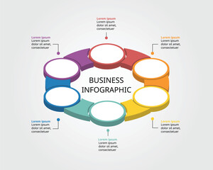 timeline circle chart template for infographic for presentation for 6 element