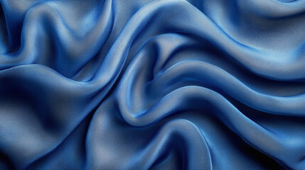 Obraz premium Close-up of luxurious blue silk fabric, showcasing smooth texture and elegant drape, perfect for fashion and interior design.