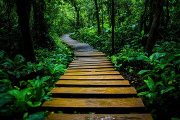 Obraz premium Walkway in the verdant forest , ai