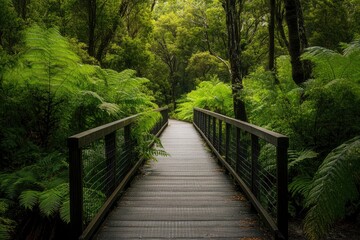 Walkway in the verdant forest , ai