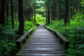 Fototapeta premium Walkway in the verdant forest , ai