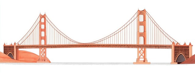 Fototapeta premium golden gate isolated modern bridge structure
