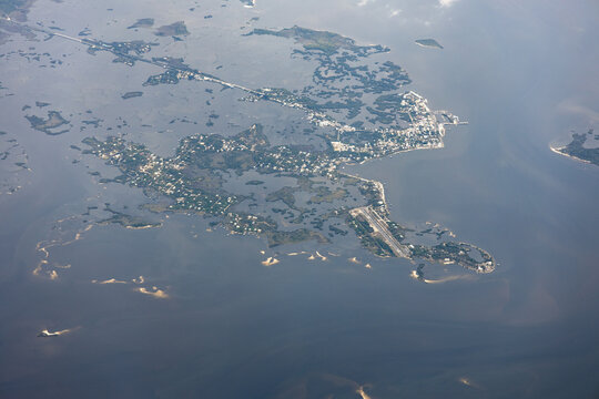Aerial view of Cedar Key, Florida, USA.