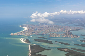 Wide angle aerial view of Marco Island, Florida