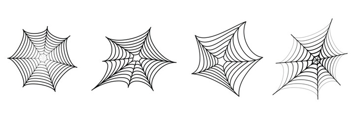 Set of Spider web icon. Halloween cobweb symbol. Vector Illustration.