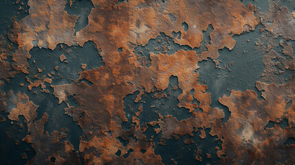 Rusty and peeling metal texture with orange and blue tones